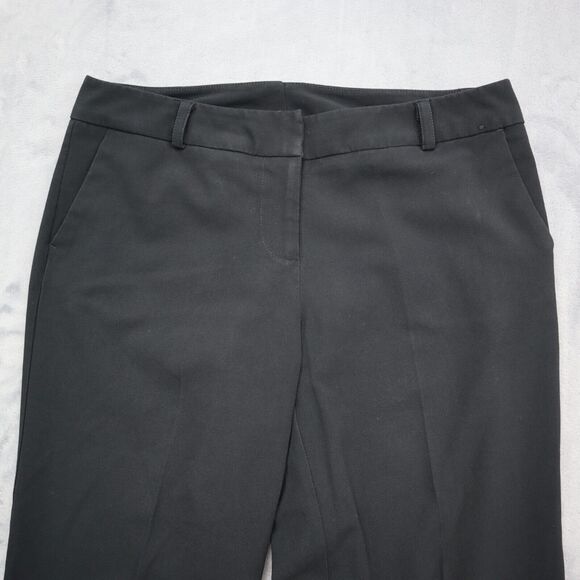 Casual Pants Women 8 Black Plain Petite Mid Rise Flat Front Wide Leg Dress Pants - Picture 8 of 16